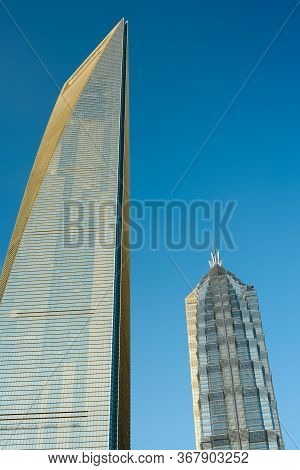 Pudong, Shanghai, China, Asia - November 18, 2008: View Of The Swfc, Shanghai World Financial Center