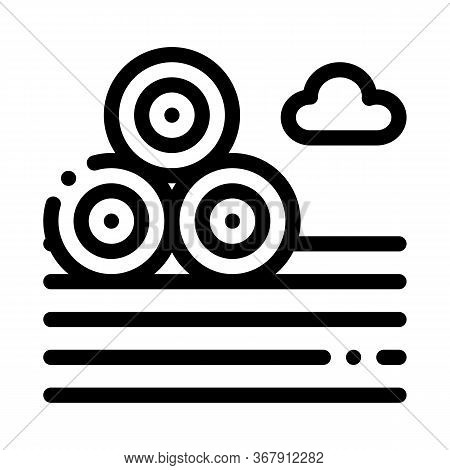 Haystacks On Ground Icon Vector. Haystacks On Ground Sign. Isolated Contour Symbol Illustration