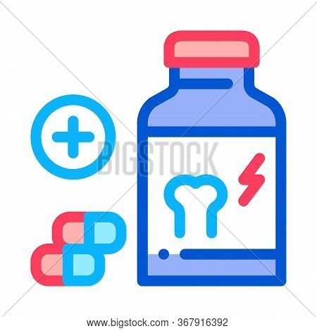 Vitamin For Strengthening Bones Icon Vector. Vitamin For Strengthening Bones Sign. Isolated Contour 