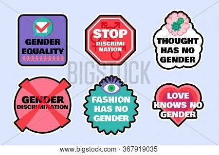 Set Of Signs To Stop Gender Discrimination
