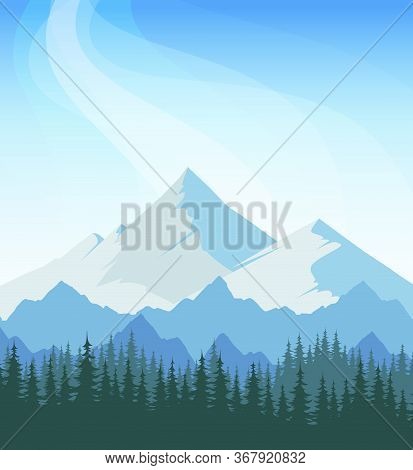 Mountain Landscape With Blue Sky And Forest