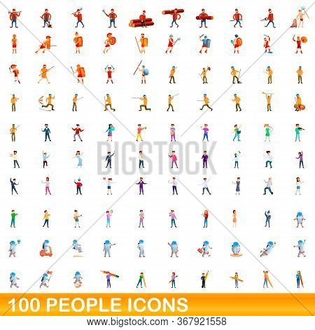 100 People Icons Set. Cartoon Illustration Of 100 People Icons Vector Set Isolated On White Backgrou