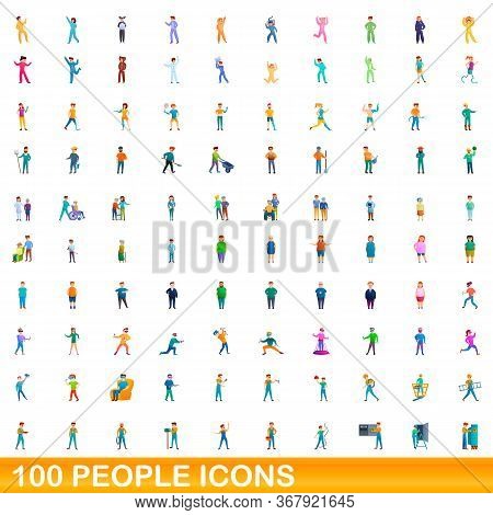 100 People Icons Set. Cartoon Illustration Of 100 People Icons Vector Set Isolated On White Backgrou