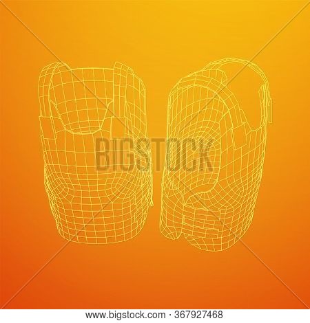 Police Flak Jacket Or Bulletproof Vest. Bullet Proof Concept. Wireframe Low Poly Mesh Vector Illustr