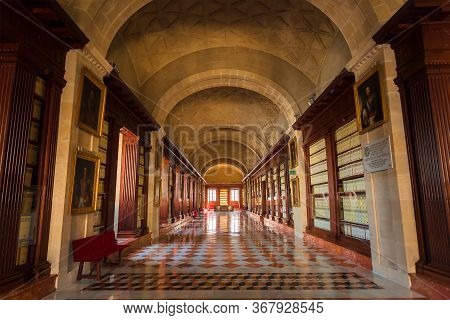 Seville, Spain: Empty Hall Of The 16th Century Archivo General De Indias, Example Of Spanish Renaiss