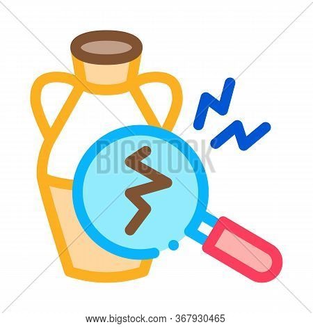Auction Vase Crack Detection Icon Vector. Auction Vase Crack Detection Sign. Color Symbol Illustrati