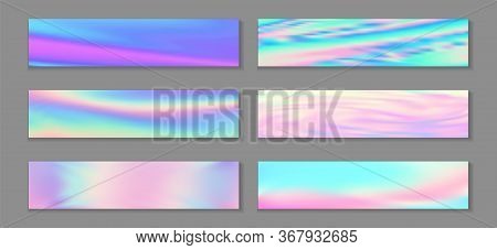Hologram Magic Banner Horizontal Fluid Gradient Princess Backgrounds Vector Collection. Pearlecent N