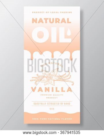 Natural Oil Abstract Vector Packaging Design Or Label Template. Modern Typography, Gradient Drips An