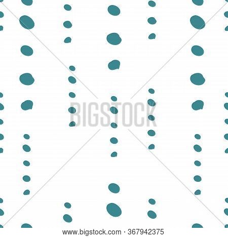 Simple Random Dots Line Pattern. Hand Drawn Doodle Seamless Repeating Vector Vertical Pattern.