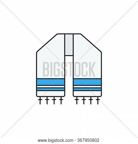 Hebrew Tallit Vector Icon Symbol Isolated On White Background