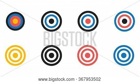 Target Flat Colored Set, Vector Aim Accuracy Colllection.