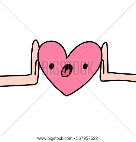 Pressure From Sides Hand Drawn Vector Doodle Illustration Heart Love Symbol