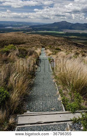 Cesta dolů z Tongariro National Park, Nový Zéland