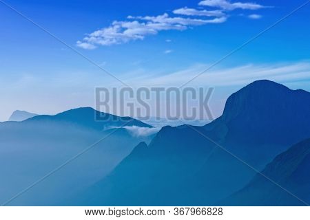 Western Ghats Range Of Mountain In Kerala, South India. The Western Ghats Or Sahyadri Is A Mountain 