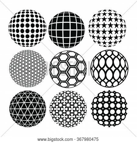 Black Abstract Geometric Sphere Gobe Vector Set