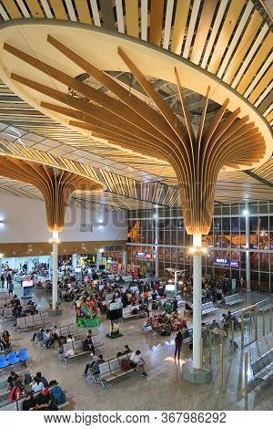 Puerto Princesa, Philippines - December 6, 2017: People Wait At Puerto Princesa Airport, Palawan Isl