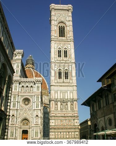 Tower Of The Cathedral Of Santa Maria Del Fiore, In Firenza, Italy