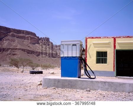 Old Gas Sation At The Border Of The Desert