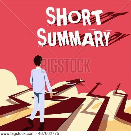 Text Sign Showing Short Summary. Business Approach Brief Statement Of Main Points Clear