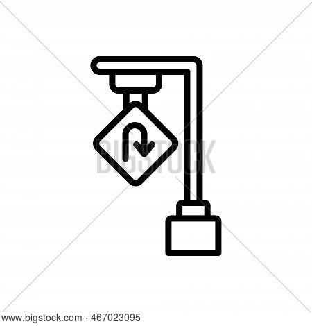 Black Line Icon For Turn Change Direction U-turn Twist Bend Inflection Quirk Flexion Sign