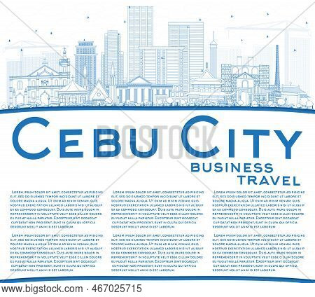Outline Cebu City Philippines Skyline With Blue Buildings And Copy Space. Vector Illustration. Busin