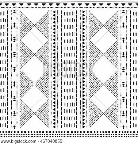 Prehistoric Pottery Inspired Vector Seamless Pattern Vertical Oriented - Bell Beaker Pottery Folk Ar