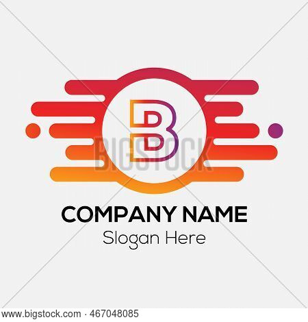 Fast Logo On Letter B Template. Fast Logo On B Letter, Initial Fast And Speed Sign Concept Template
