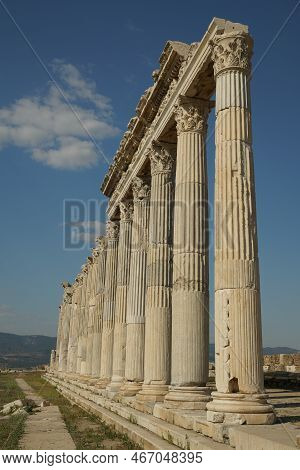 Columns In Laodicea On The Lycus Ancient City In Denizli City, Turkiye
