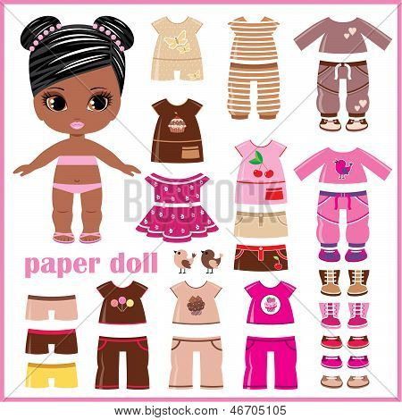 Paper Doll With Clothes Set