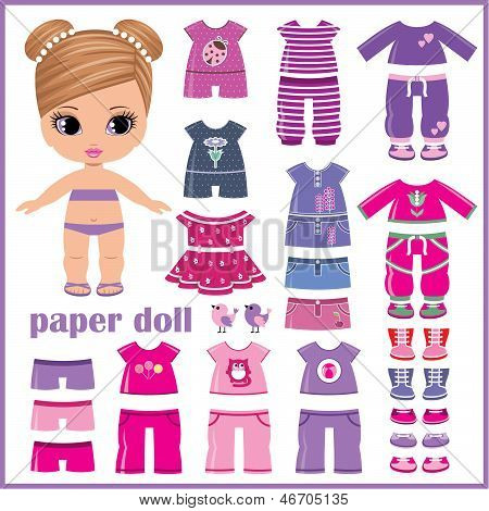 Paper Doll With Clothes Set
