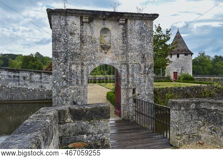 Stone Arch As A Gateway To The Fourteenth-century Gothic Chateau Of La Brede In French Aquitaine