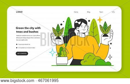 Green The City With Trees And Bushes For Energy Efficiency In The City.