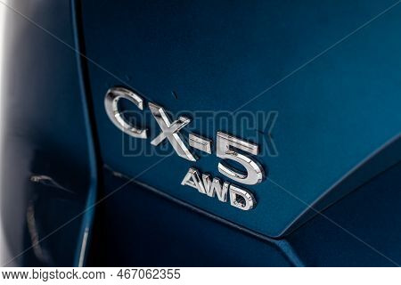Moscow, Russia - January 22, 2022. Mazda Cx5 (kf) Subcompact Luxury Suv Car, Front-side View. Mazda 