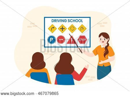 Driving School With Education Process Of Car Training And Learning To Drive To Get Drivers License I