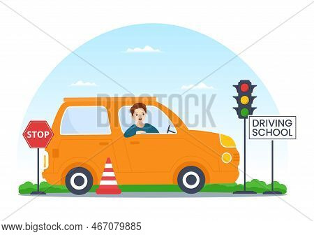 Driving School With Education Process Of Car Training And Learning To Drive To Get Drivers License I