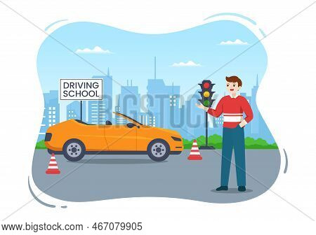 Driving School With Education Process Of Car Training And Learning To Drive To Get Drivers License I
