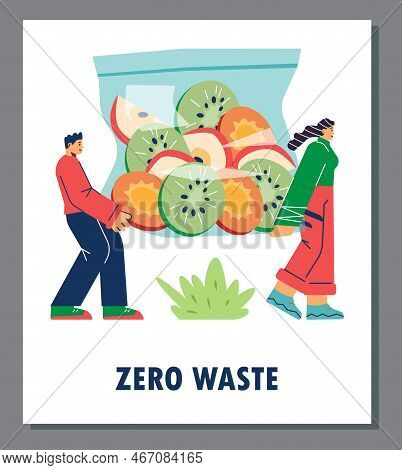 Zero Food Waste And And Storage Of Leftovers, Vector Illustration Isolated.