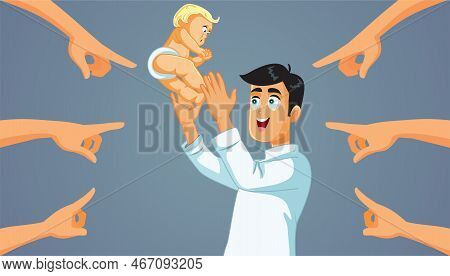 People Shaming Dad For Reckless Behavior Vector Cartoon Illustration