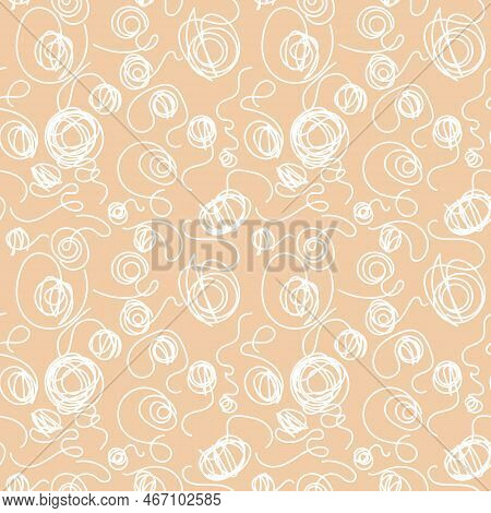 The Background Of The Doodles Is Like Balls Of Knitting Thread. Tangled Lines, Individual Skeins Of 