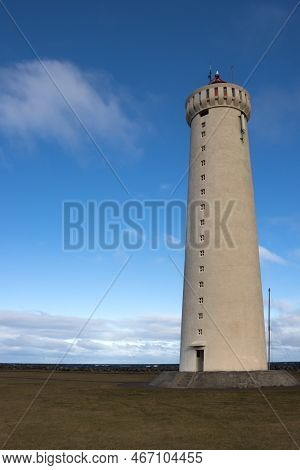 Gardskagaviti - Icelandic Tallest Lighthouse And Museum. Located On A Meadow Close To The Old Lighth