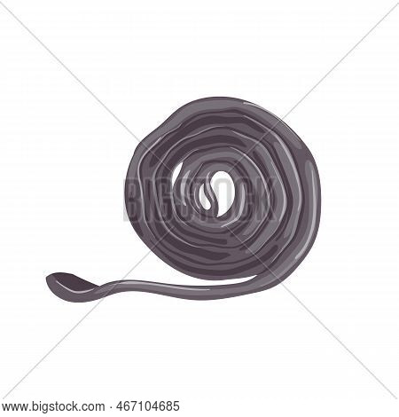 Licorice Candy Cartoon. Black Food, Sweet Dessert, Snack Confectionery, Aromatic Jelly, Treat Gummy 