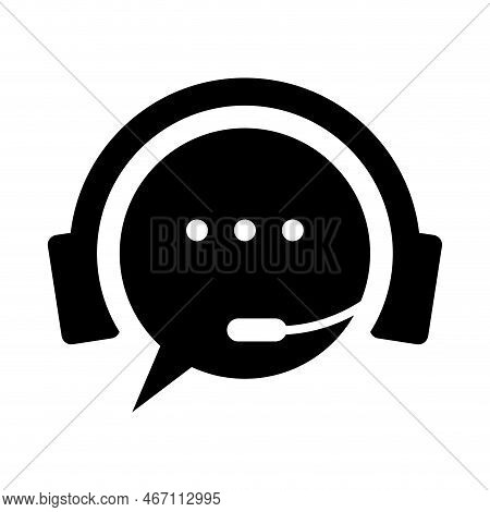 Support Service For Customer, Call Center Helpline Logo Badge. Vector Illustration. Speech Logo, Hel