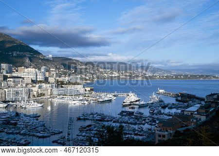 Monaco / Francia - December 10, 2022: Montecarlo Town View, Montecarlo, Monaco, France, Europe