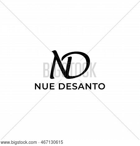 Abstract Initial Letter Nd Or Dn Logo In Black Color Isolated In White Background Applied For Person