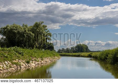 Canal Built Between Morava Part Of Czech And Slovakia By Bata. Beautiful Greenery Lining The Route, 