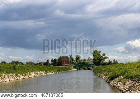 Canal Built Between Morava Part Of Czech And Slovakia By Bata. Beautiful Greenery Lining The Route, 