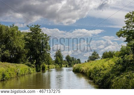 Canal Built Between Morava Part Of Czech And Slovakia By Bata. Beautiful Greenery Lining The Route, 
