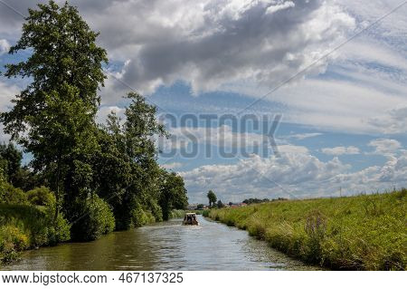 Canal Built Between Morava Part Of Czech And Slovakia By Bata. Beautiful Greenery Lining The Route, 