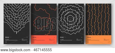 Anstract Black Poster Set. Collection Of Graphic Elements, Creativity And Art. Organic Patterns And 