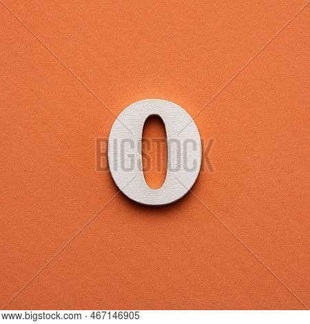 Number Zero - White Number In Wood On Pink Background